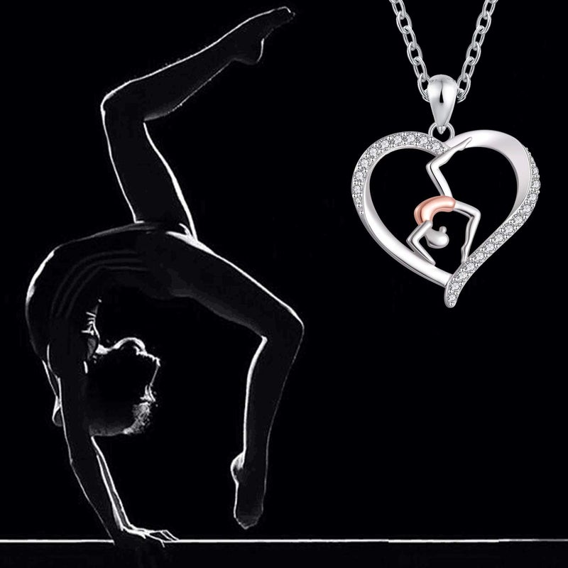 ACJNA 925 Sterling Silver Gymnast Gymnastic Dance Necklace Yoga Sports Heart Pendant Jewelry Birthday Gift Dancer Women Her - Image 4